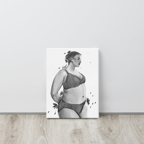 Inner Bloom | Black & White Figure Canvas | 12×16 - Daliana Leon Art