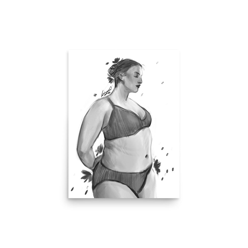 Inner Bloom | Black & White Portrait Art Print | 12x16 - Daliana Leon Art