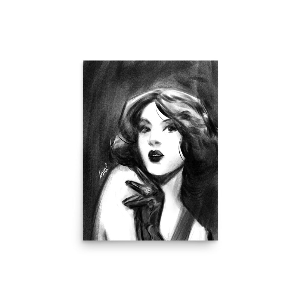 Quiet Gaze | Black & White Portrait Art Print | 12x16 - Daliana Leon Art