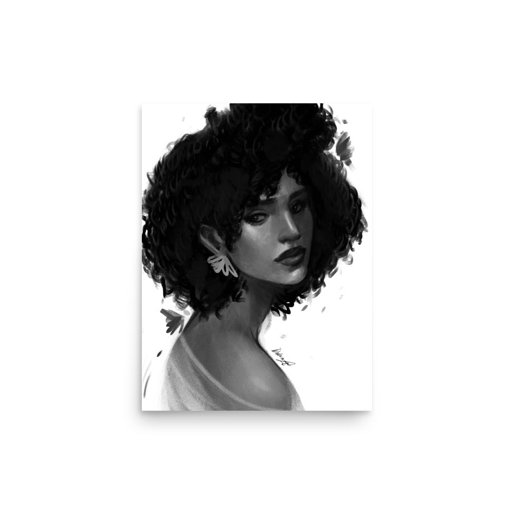 Wild Bloom | Black & White Portrait Art Print - Daliana Leon Art